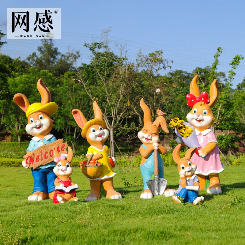 网感 卡通兔子雕塑户外园林景观幼儿园公园花园装饰迎宾动物摆件