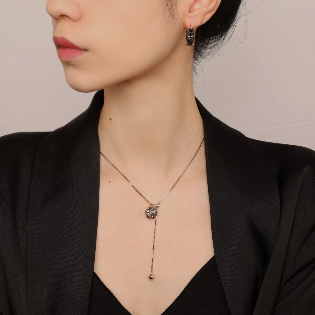 铜合金合成锆石项链 【千里】高级气质轻奢坠链小众百搭项链女