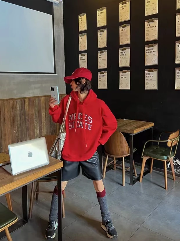 [花云家]上衣冬季新款年款连帽加绒百搭带帽韩版卫衣fykshop卫衣