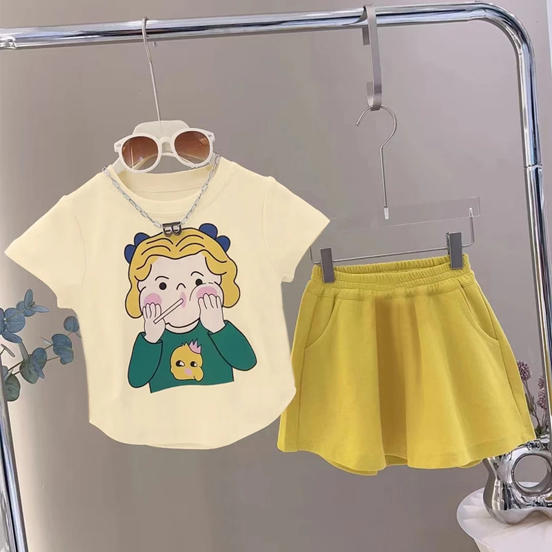 儿童短袖套装女童洋气夏季夏装韩版运动网红棉质时尚休闲女孩小童