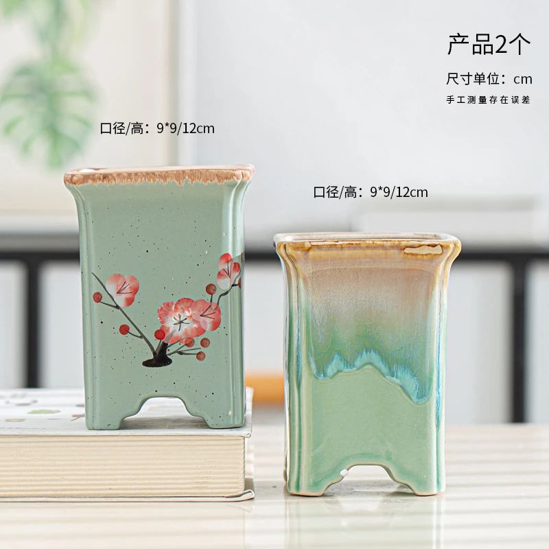 冰裂手绘老桩法师多肉陶瓷盆家用花盆大口径梅花创意