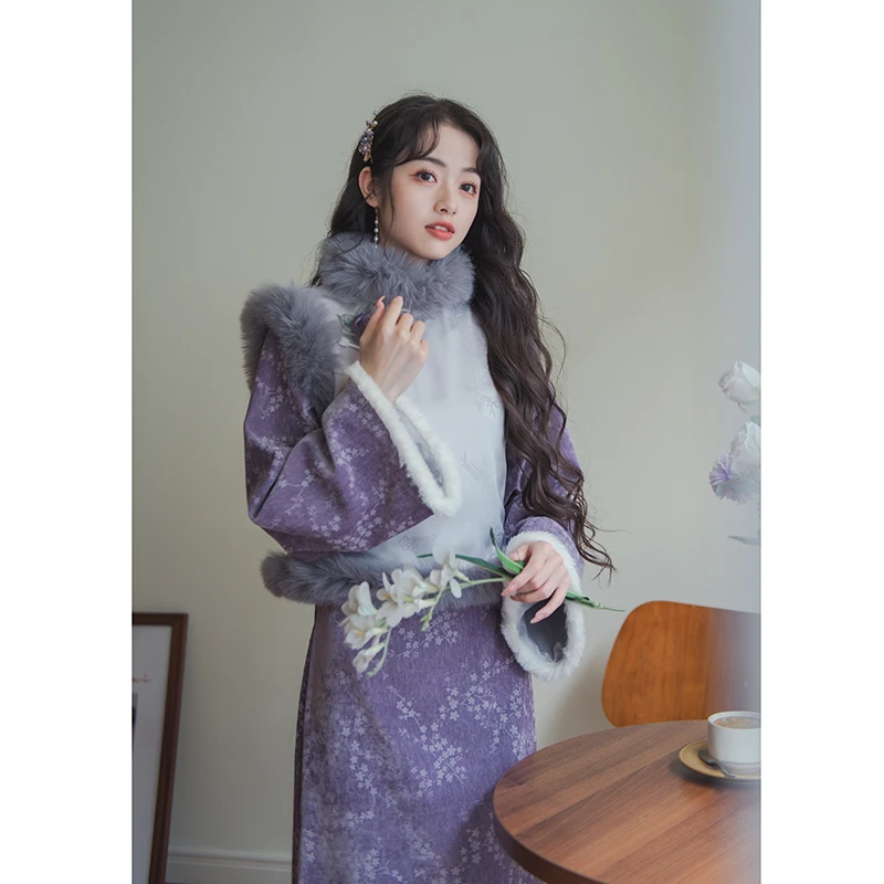 南风谷【藤萝记】温柔风少女改良旗袍女新中式连衣裙马甲国风套装