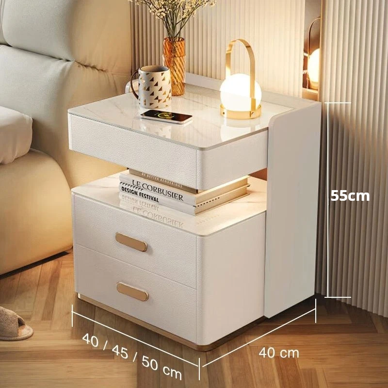 卧室家具智能带锁卧室床边柜家用高档新款轻奢卧室窄边床头柜卧室