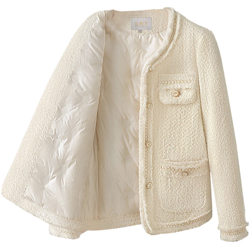 丝柏舍2024冬装新款女装小香风长袖洋气保暖羽绒外套S34R2880AS