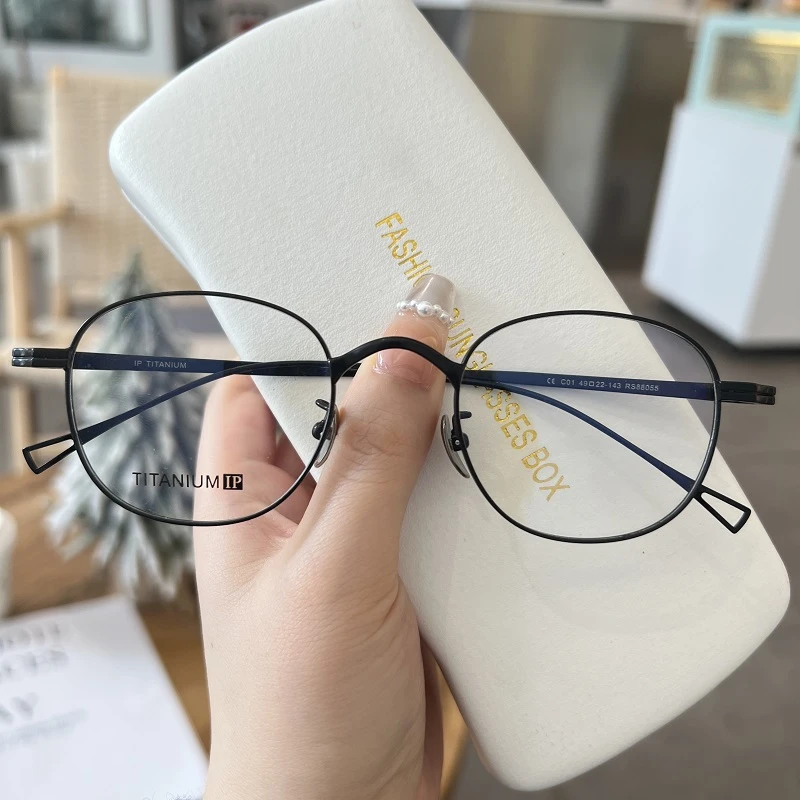 88055钛架圆形超轻近视眼镜女可配镜片度数眼睛男时尚百搭复古