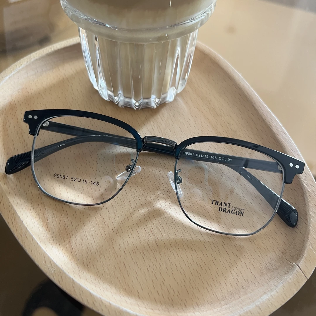 99087通用款近视眼镜女可配镜片度数保护眼睛框架男复古时尚黑色