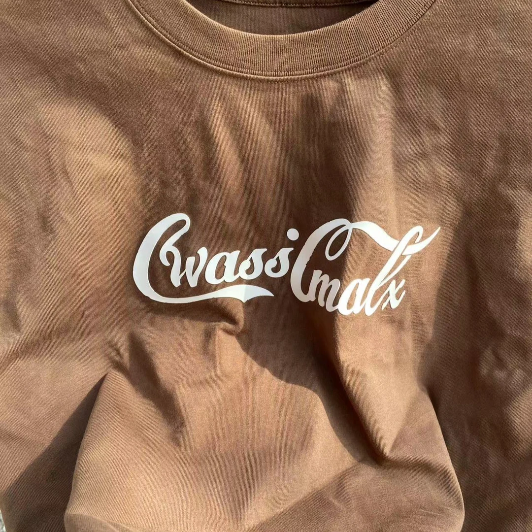 2024新品 高质感美系260克重磅洗水纯棉印花宽松短袖圆领T恤2Y002