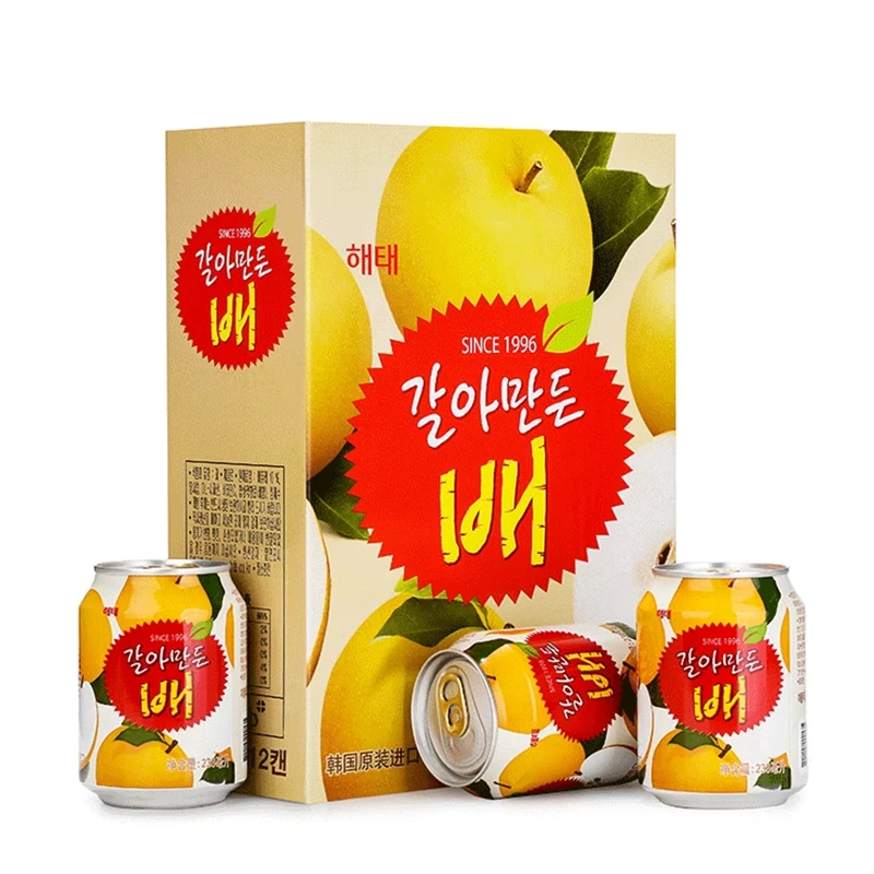 原装韩国进口海太梨汁口味果汁饮料整箱果肉果粒238mlX12罐礼盒装