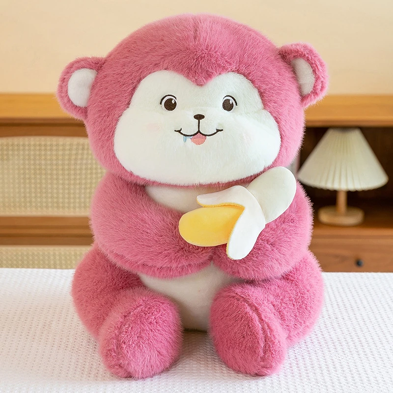 可爱坐姿香蕉可拉伸毛绒玩具公仔爱吃香蕉呆萌小猴子娃娃治愈系