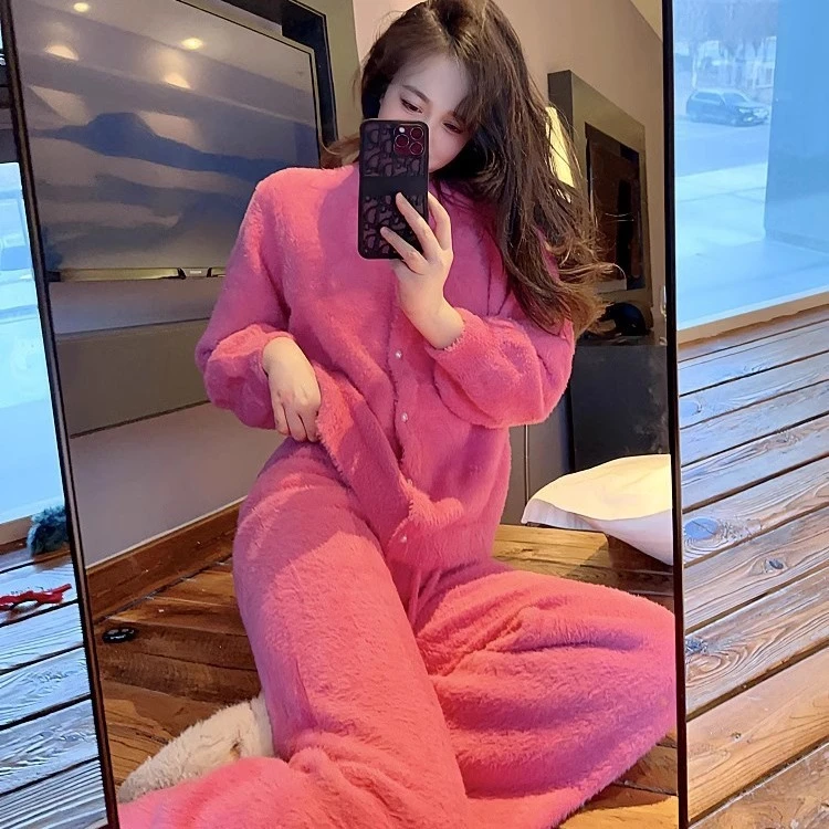 编号88-[火龙果]-长袖长裤-秋冬潮牌小众设计高级感居家睡衣套装