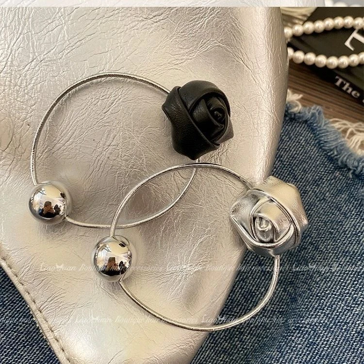 轻奢小众玫瑰花发圈ins风珍珠发绳百搭时尚发饰高级扎低马尾发饰