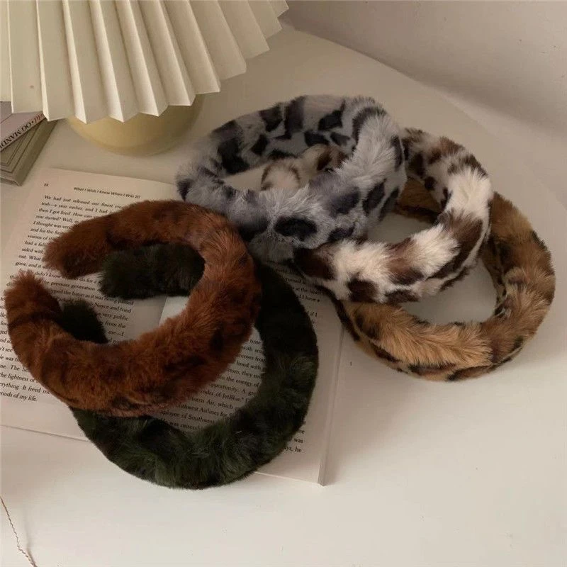 韩版秋冬毛绒宽边法式发箍压发洗脸头箍百搭ins软妹少女豹纹发饰