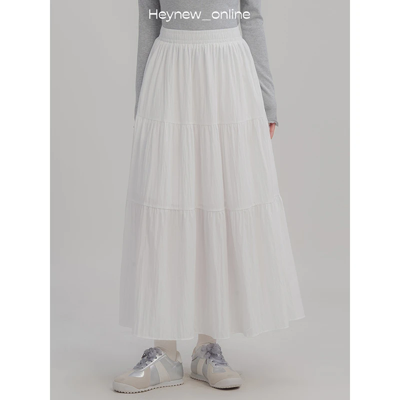 【浪漫少女】松紧腰~层层蛋糕~青春记忆纯色半裙-4C556