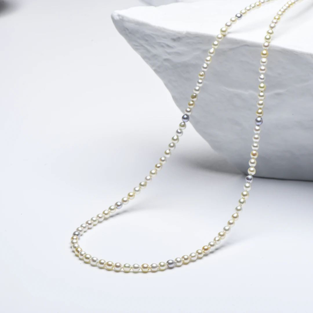 【钱妈妈真珠店】O17 高级海水keshi珍珠毛衣链3-5mm多样性发一