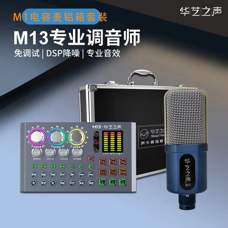 华艺之声48VM13声卡搭M1电容麦室内外直播K歌标准全套装