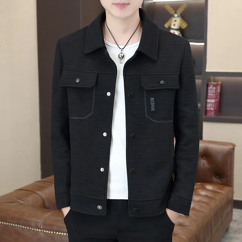 2024秋季新款男士休闲修身夹克外套潮流时尚都市百搭翻领男士夹克