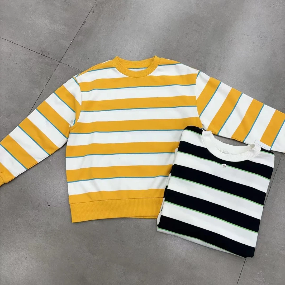 6541儿童圆领卫衣两色可选你条纹简约儿童短袖