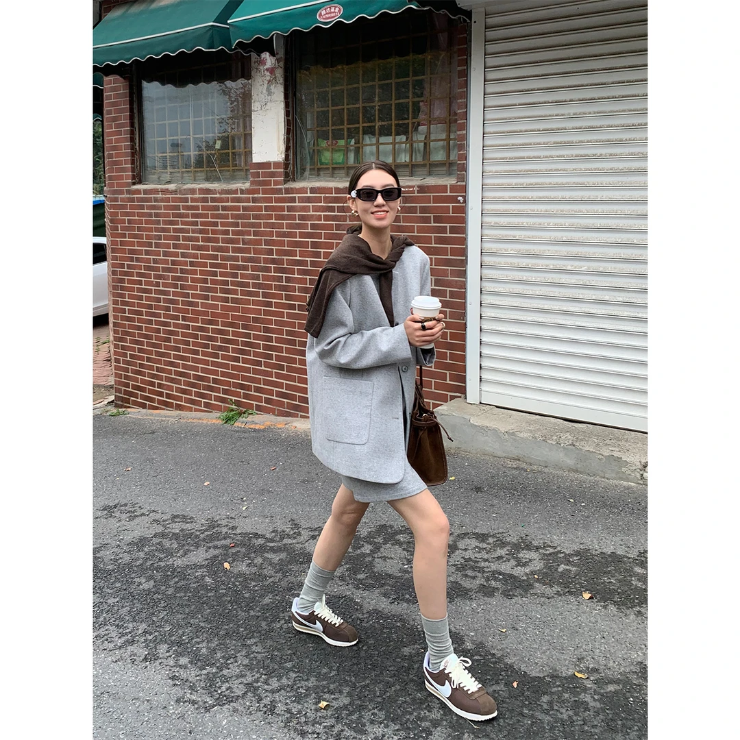 【月光佳人】西装灰色连衣裙高级西服套装 L26734GK44N26737GK44