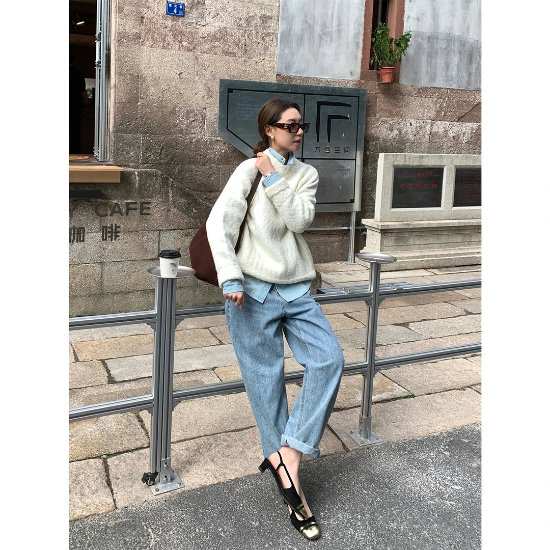 【雪国冬日】半高领长袖毛衣秋冬极简洋气宽松针织衫 M28430GK44