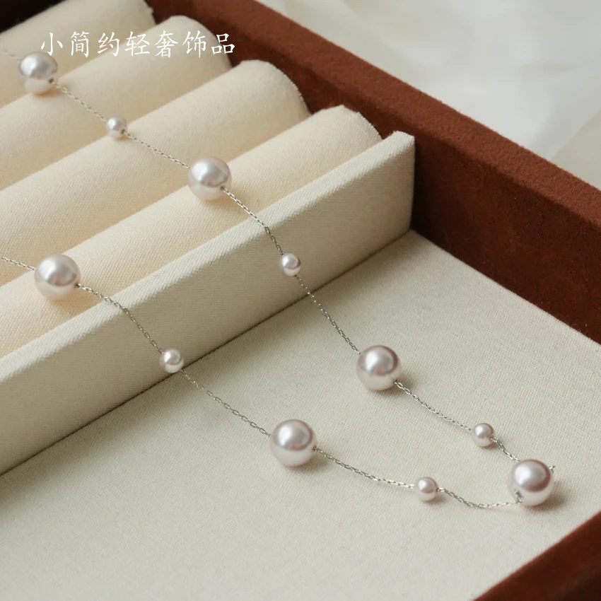 链子925银 优雅曼塔玫瑰紫珠满天星锁骨链Y字链ins多戴百搭女项链