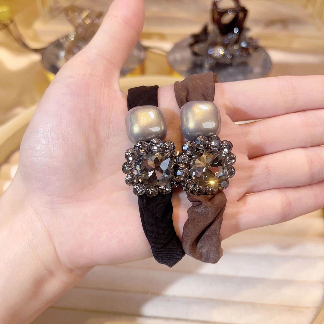 夏季冰丝发绳【两件装】不伤发不留痕东大门高级感水钻发圈新款发绳