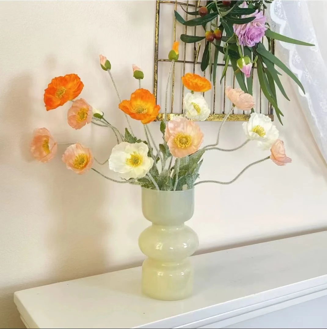 虞美人仿真花植绒杆家居房间装饰花束家居拍照打卡田园美式