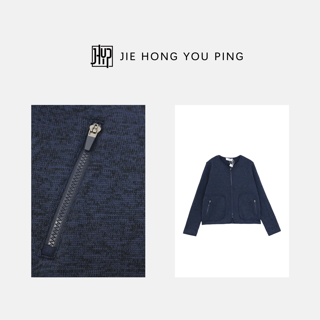 2024冬季新款韩版休闲高级感设计圆领拉链短外套女2333