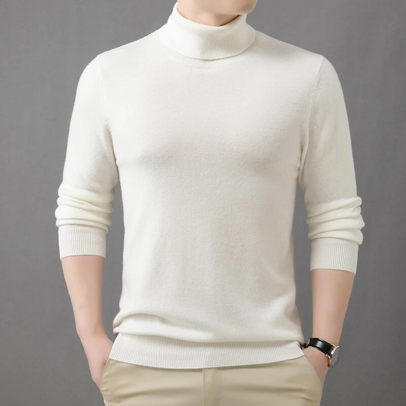 AODINUOPAI高档男士秋冬高领羊毛衫轻奢高品质加厚绵羊毛打底衫