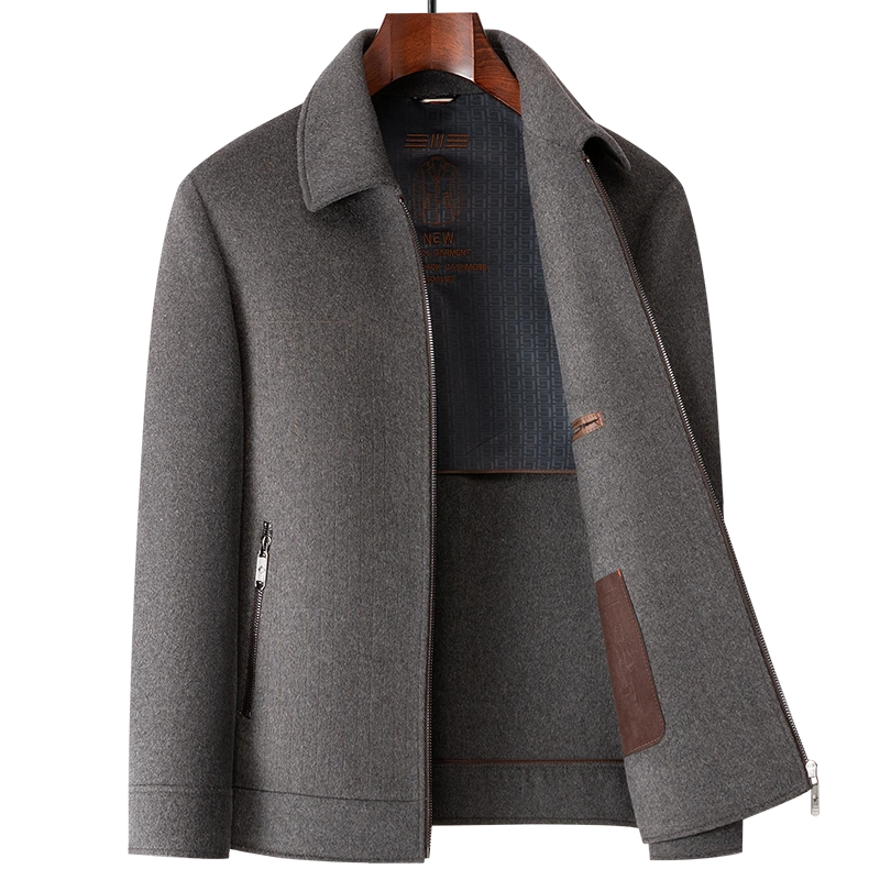 AODINUOPAI高档男士羊毛呢双面夹克轻奢高品质商务休闲翻领外套