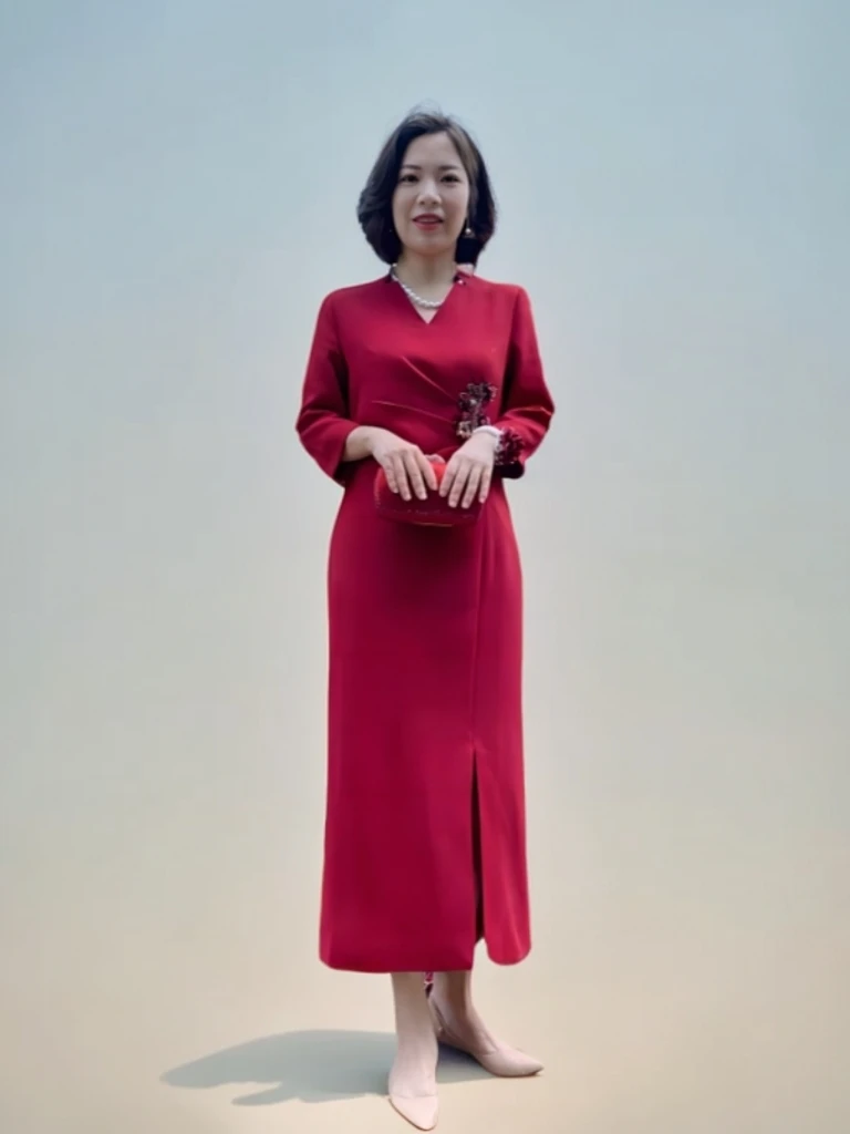 显瘦礼服秋冬婚宴妈妈结婚婆婆2025订婚喜婆婆新娘敬酒礼服裙8802