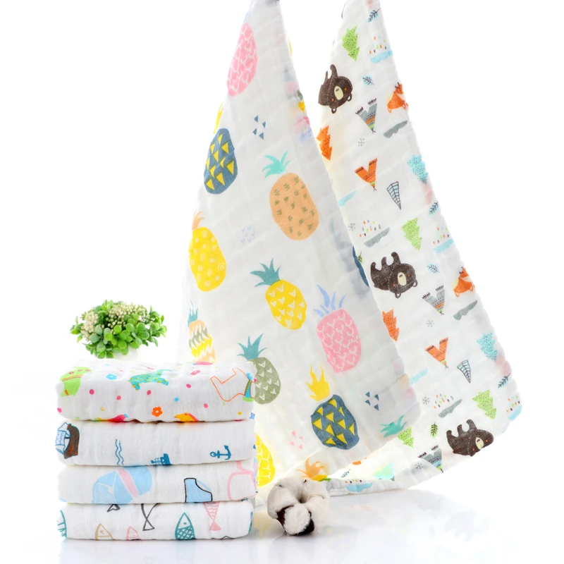 6条装新生婴幼儿纯棉6层纱毛巾幼儿园宝宝洗脸巾儿柔软吸水不掉毛