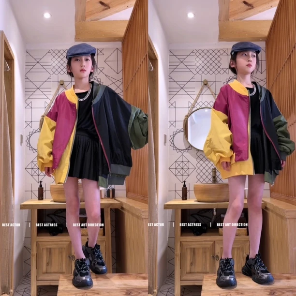 网红炸街外套春秋新款小童女时髦韩版洋气上衣