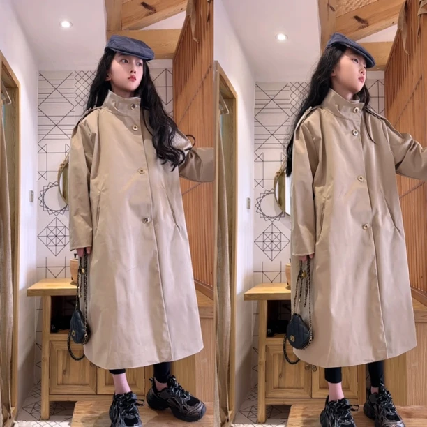 风衣休闲百搭宽松中长款外套亲子款