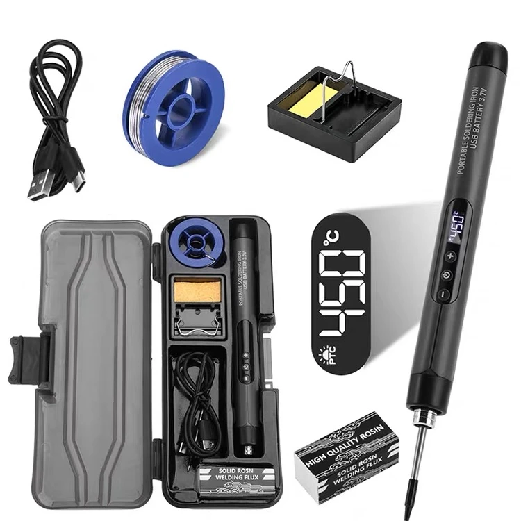 新款USB迷你LED显示小型烙铁套装5V8W带数显电烙铁Ttype-C接口