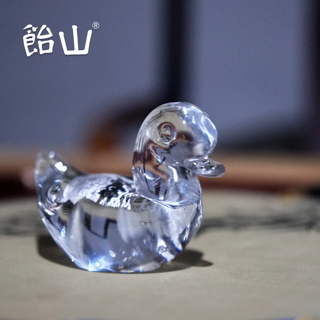 饴山琉璃|手作琉璃福凫 银箔小摆件办公室茶桌茶道配件送人礼品