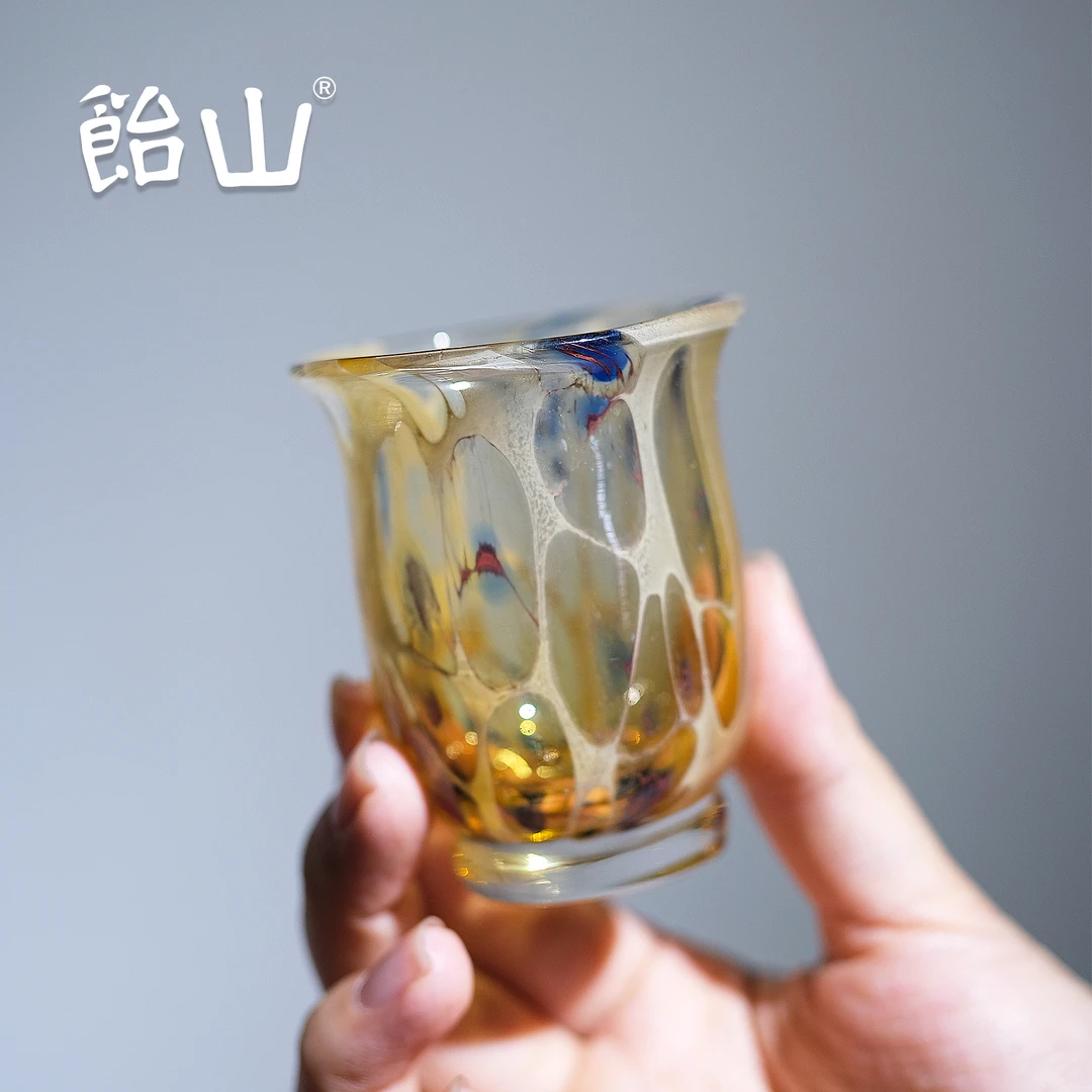 饴山琉璃|手作主人杯檀褐 艺术家创意设计琉璃单杯茶具礼物