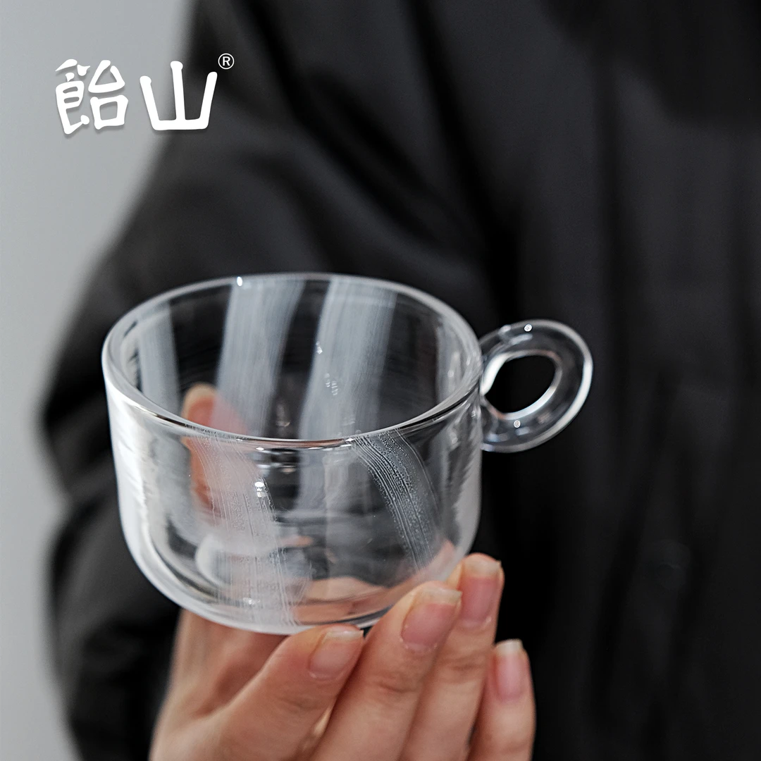 饴山琉璃|手作浅云咖啡杯 简约个性茶杯琉璃带把手茶具设计师创意