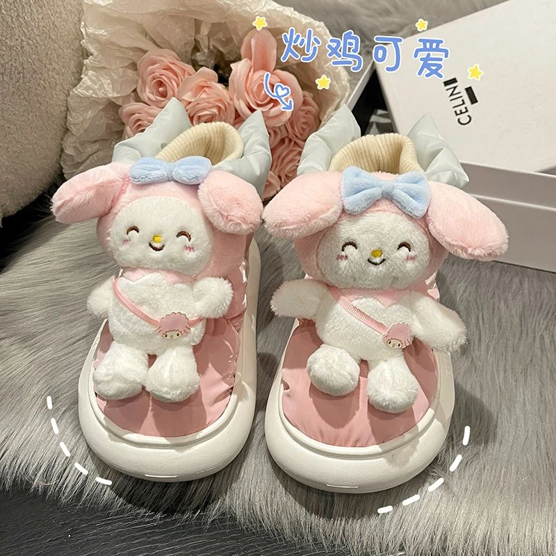 冉汐绒防水雪地靴女2022年秋冬季新款可爱卡通玩偶加厚加绒舒适
