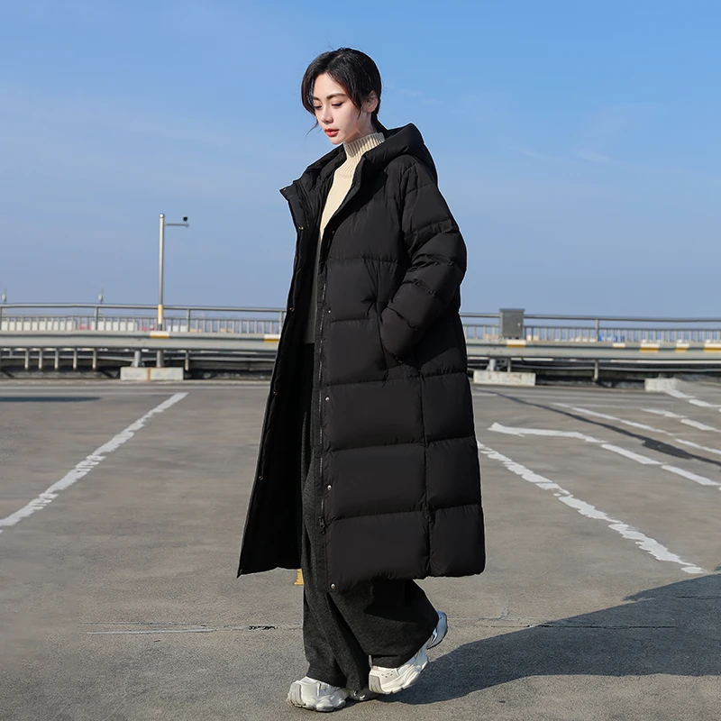 喜空大码95白鸭绒羽绒服加大加厚300斤可穿加长连帽过膝外套三防