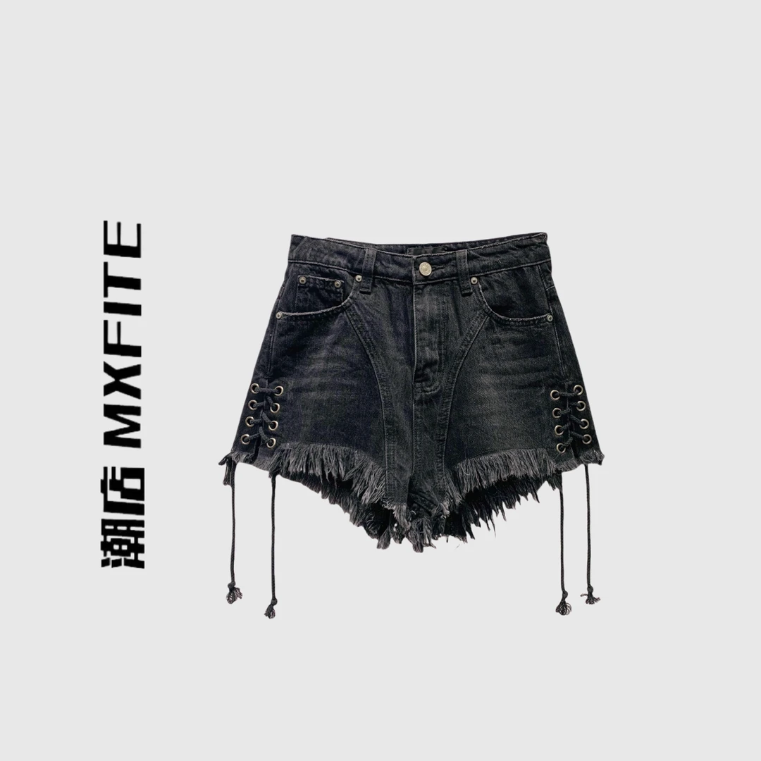 MXFITE潮店夏季新款潮酷磨烂做旧流苏休闲牛仔裤短裤（ANY-839）