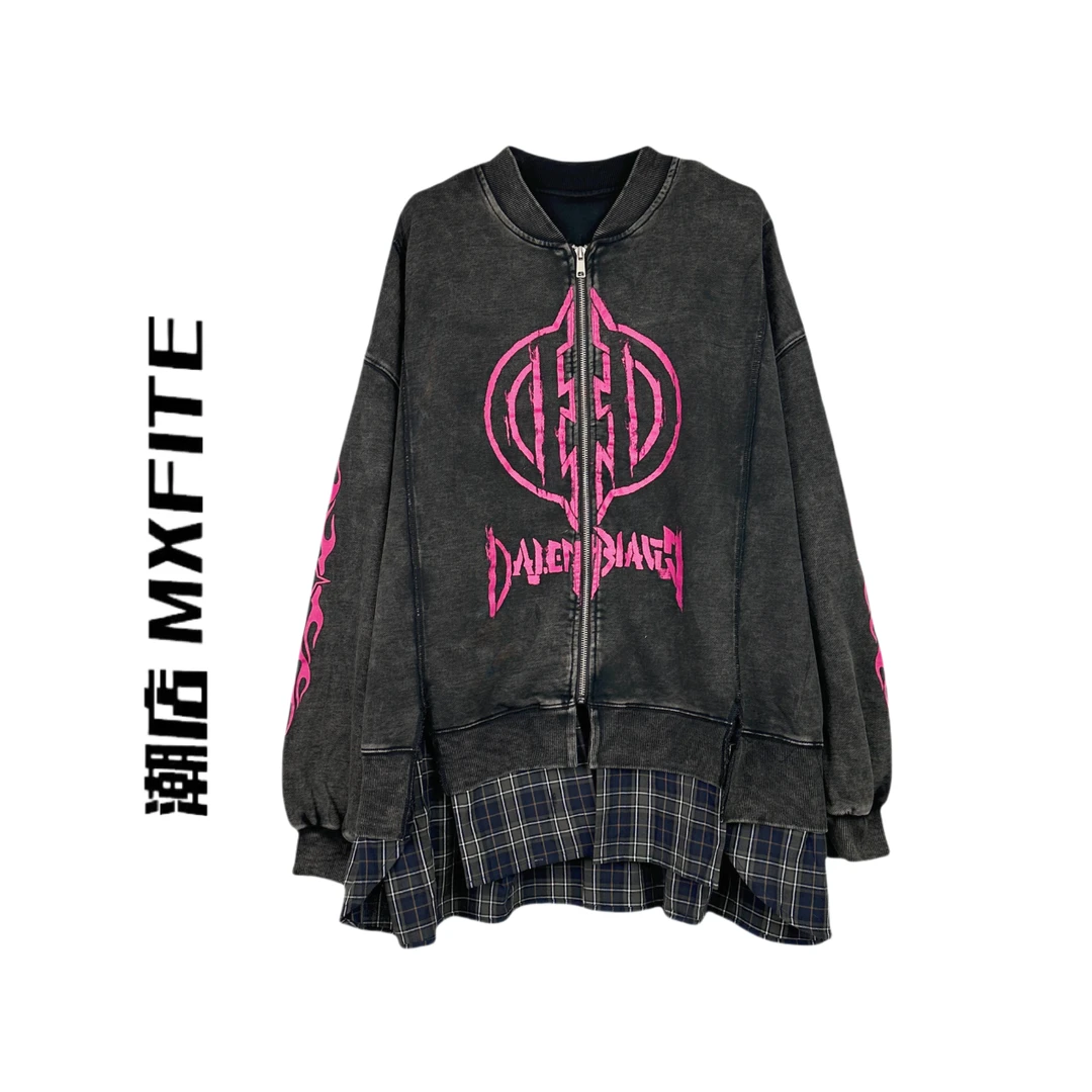 MXFITE潮店早秋新款异形对称D字母”做旧立领卫衣外套（RDR3102）