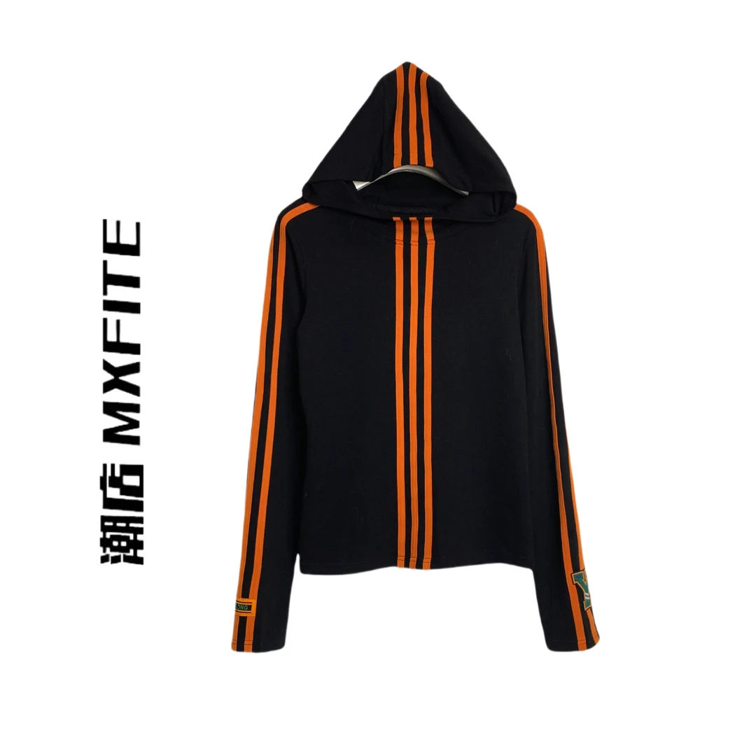 MXFITE潮店秋冬新款个性条杠连帽长袖休闲打底衫上衣（RDR4201）