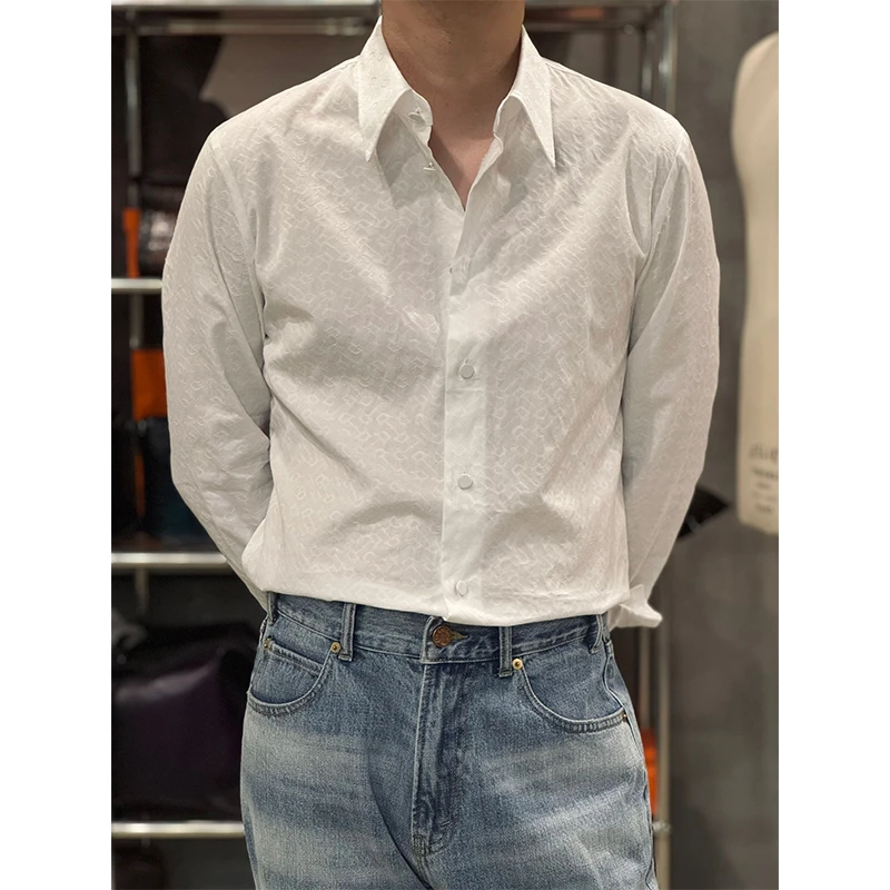 6100版”意式浪漫 贵气小尖领 提花马衔扣“100支棉 修身衬衫