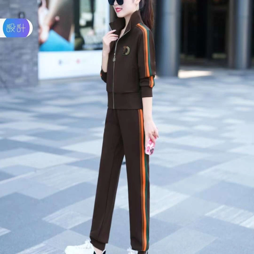 3502 高级感运动套装女春秋时尚洋气减龄刺绣束脚休闲两件套