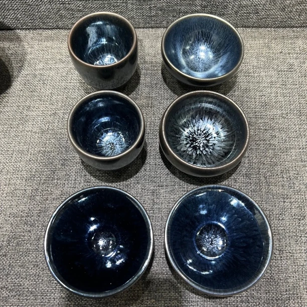 建阳建盏菊花盏6件套