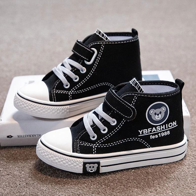 ABCYEEF女童帆布鞋2023秋新款加棉童鞋女孩鞋子魔术贴板鞋女学生