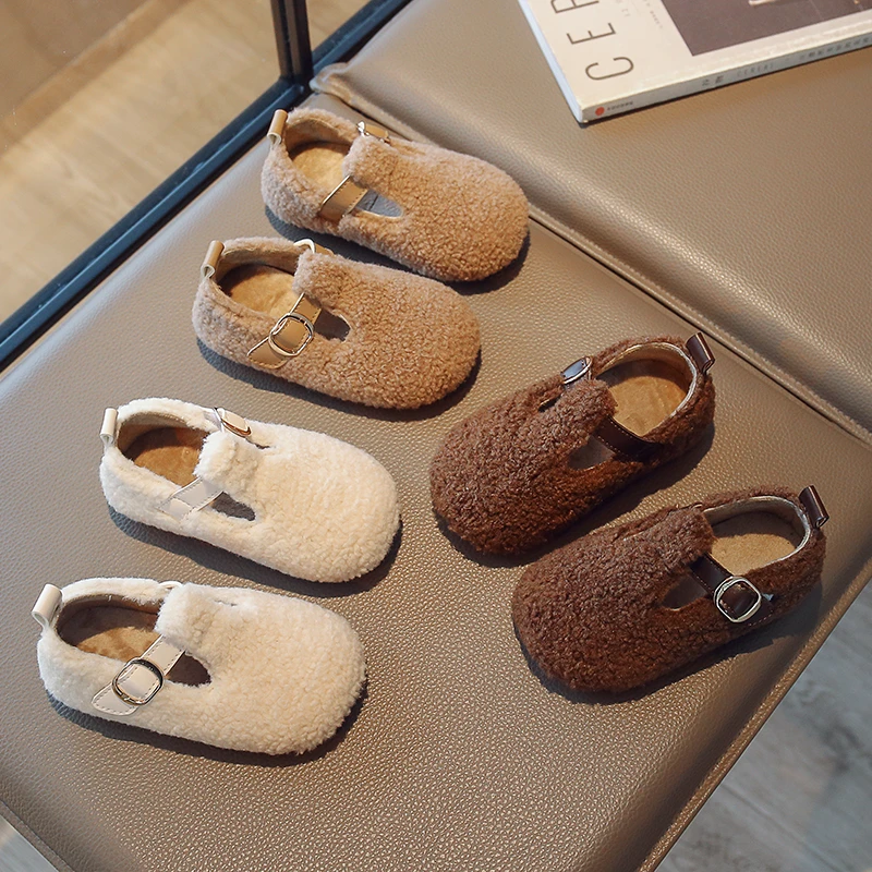 ABCYEEF儿童棉鞋2023韩版冬季男宝英伦风魔术贴保暖豆豆鞋