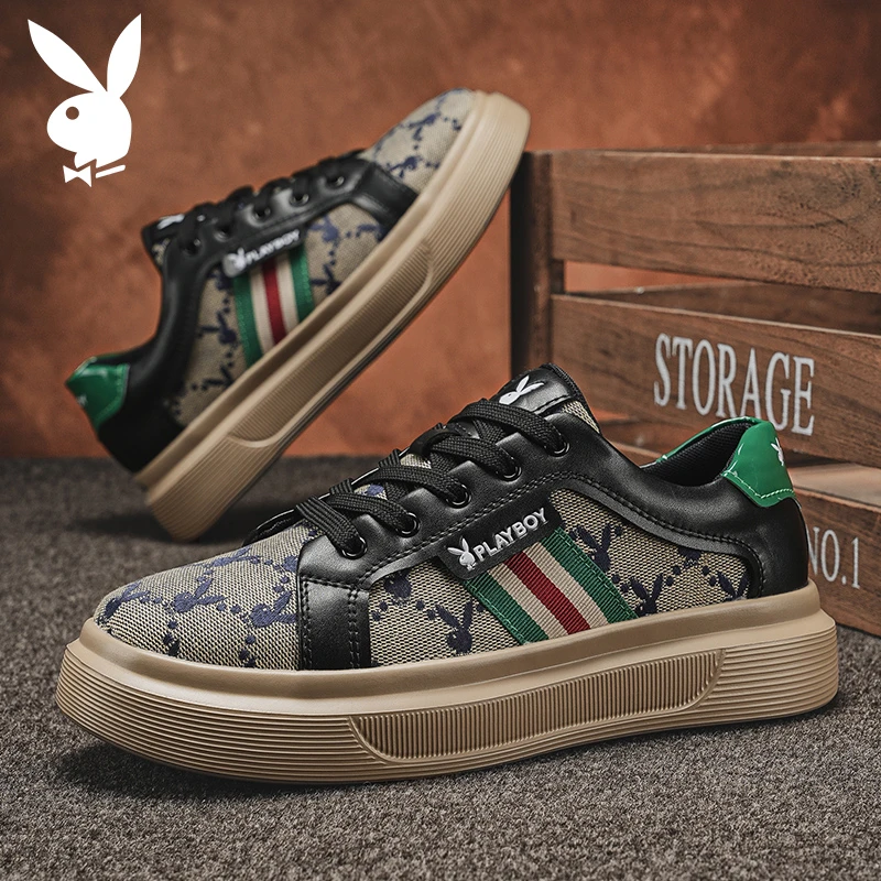 PLAYBOY/花花公子2024新款秋季休闲男士软底百搭潮鞋耐磨休闲板鞋