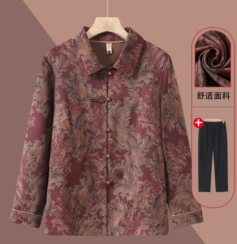 中老年人秋装衬衫外套女60岁70妈妈秋季衬衣80奶奶春秋薄款上衣服