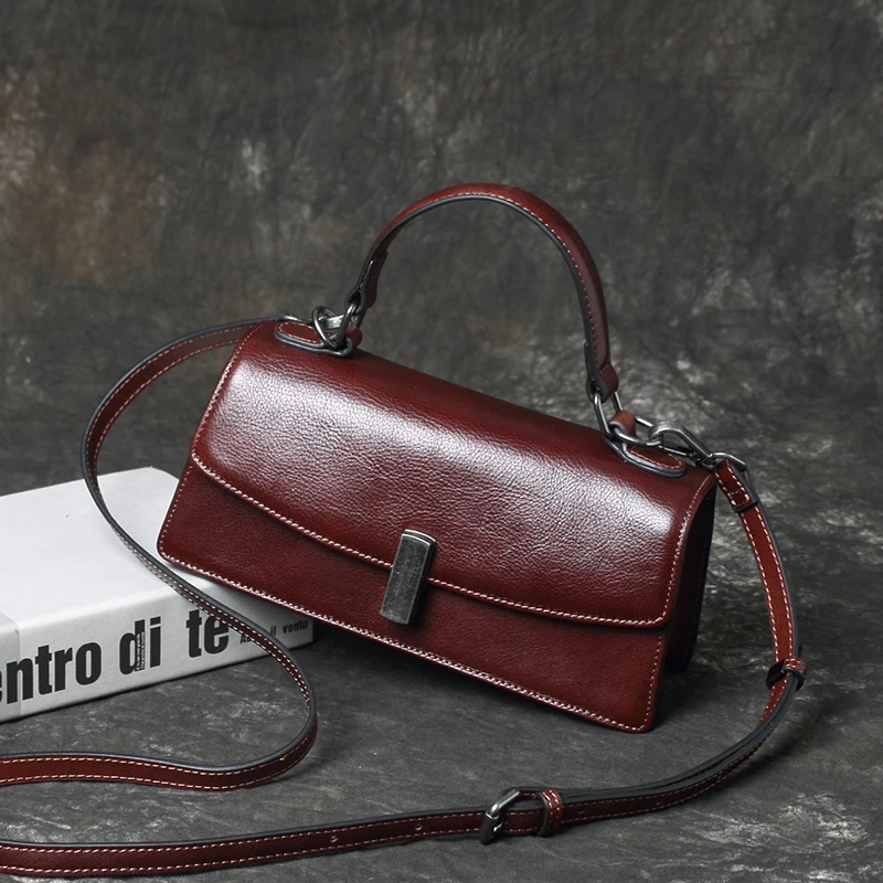 UOOG女士斜挎包小包包法式小众质感法棍包头层牛皮女包时尚包包